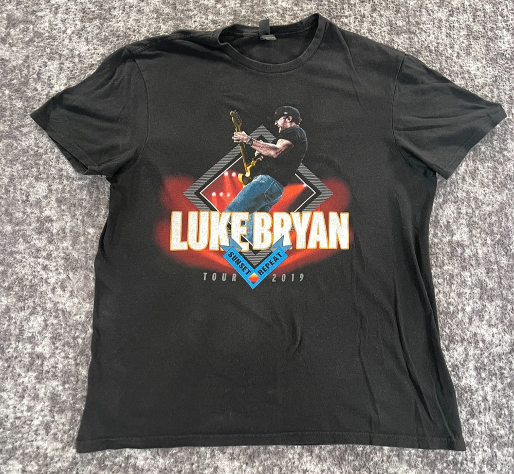 Luke Bryan Shirt Mens XL Black 2019 Sunset Repeat Tour Concert Graphic Tee